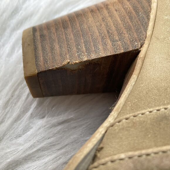 CALL IT SPRING Heels Sz 8.5M Beige Booties Strappy Ankle Back Zip Block Womens - Picture 5 of 13